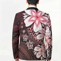 Polynesia Romantic Valentine Blazer Sea Turtle Couple With Red Gradient Plumeria