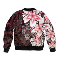 Polynesia Romantic Valentine Bomber Jacket Sea Turtle Couple With Red Gradient Plumeria