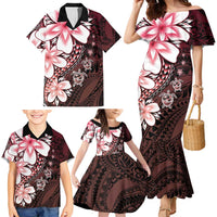 Polynesia Romantic Valentine Family Matching Mermaid Dress and Hawaiian Shirt Sea Turtle Couple With Red Gradient Plumeria LT05 - Polynesian Pride