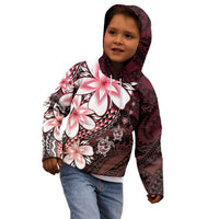 Polynesia Romantic Valentine Kid Hoodie Sea Turtle Couple With Red Gradient Plumeria