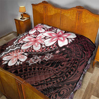 Polynesia Romantic Valentine Quilt Sea Turtle Couple With Red Gradient Plumeria