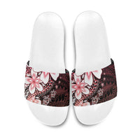Polynesia Romantic Valentine Slide Sandals Sea Turtle Couple With Red Gradient Plumeria