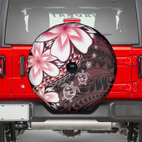 Polynesia Romantic Valentine Spare Tire Cover Sea Turtle Couple With Red Gradient Plumeria