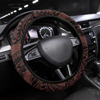 Polynesia Romantic Valentine Steering Wheel Cover Sea Turtle Couple With Red Gradient Plumeria