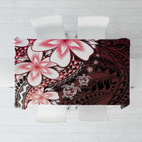 Polynesia Romantic Valentine Tablecloth Sea Turtle Couple With Red Gradient Plumeria