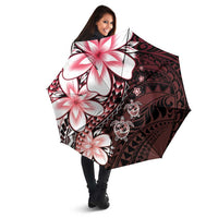 Polynesia Romantic Valentine Umbrella Sea Turtle Couple With Red Gradient Plumeria