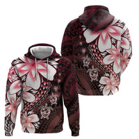 Polynesia Romantic Valentine Zip Hoodie Sea Turtle Couple With Red Gradient Plumeria