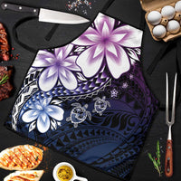 Polynesia Romantic Valentine Apron Sea Turtle Couple With Purple Gradient Plumeria