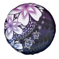 Polynesia Romantic Valentine Spare Tire Cover Sea Turtle Couple With Purple Gradient Plumeria