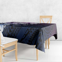 Polynesia Romantic Valentine Tablecloth Sea Turtle Couple With Purple Gradient Plumeria