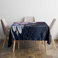 Polynesia Romantic Valentine Tablecloth Sea Turtle Couple With Purple Gradient Plumeria