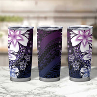 Polynesia Romantic Valentine Tumbler Cup Sea Turtle Couple With Purple Gradient Plumeria