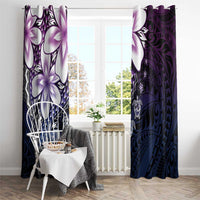 Polynesia Romantic Valentine Window Curtain Sea Turtle Couple With Purple Gradient Plumeria