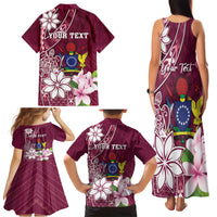Personalised Cook Island Mangaia Gospel Day Family Matching Tank Maxi Dress and Hawaiian Shirt Floral Tribal Pattern