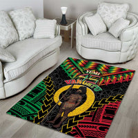 Vanuatu 46th Anniversary Independence Day Area Rug Melanesian Warrior With Sand Drawing Pattern LT05 - Polynesian Pride