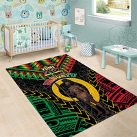 Vanuatu 46th Anniversary Independence Day Area Rug Melanesian Warrior With Sand Drawing Pattern LT05 - Polynesian Pride