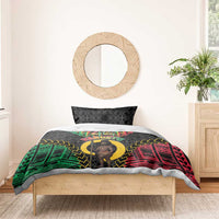 Vanuatu 46th Anniversary Independence Day Bedding Set Melanesian Warrior With Sand Drawing Pattern LT05 - Polynesian Pride