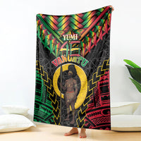 Vanuatu 46th Anniversary Independence Day Blanket Melanesian Warrior With Sand Drawing Pattern LT05 - Polynesian Pride
