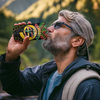 Vanuatu 45th Anniversary Independence Day 4 in 1 Can Cooler Tumbler Melanesian Warrior With Sand Drawing Pattern LT05