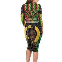 Vanuatu 45th Anniversary Independence Day Family Matching Long Sleeve Bodycon Dress and Hawaiian Shirt Melanesian Warrior With Sand Drawing Pattern LT05 - Polynesian Pride