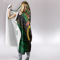 Vanuatu 46th Anniversary Independence Day Hooded Blanket Melanesian Warrior With Sand Drawing Pattern LT05 - Polynesian Pride