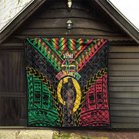 Vanuatu 46th Anniversary Independence Day Quilt Melanesian Warrior With Sand Drawing Pattern LT05 - Polynesian Pride