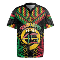 Vanuatu 45th Anniversary Independence Day Rugby Jersey Melanesian Warrior With Sand Drawing Pattern LT05