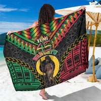 Vanuatu 46th Anniversary Independence Day Sarong Melanesian Warrior With Sand Drawing Pattern LT05 One Size 44 x 66 inches Black - Polynesian Pride