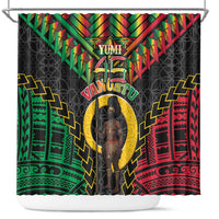 Vanuatu 45th Anniversary Independence Day Shower Curtain Melanesian Warrior With Sand Drawing Pattern LT05