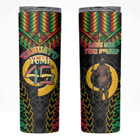 Vanuatu 45th Anniversary Independence Day Skinny Tumbler Melanesian Warrior With Sand Drawing Pattern LT05