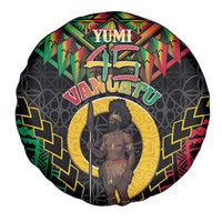 Vanuatu 46th Anniversary Independence Day Spare Tire Cover Melanesian Warrior With Sand Drawing Pattern LT05 - Polynesian Pride