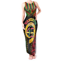 Vanuatu 45th Anniversary Independence Day Tank Maxi Dress Melanesian Warrior With Sand Drawing Pattern LT05