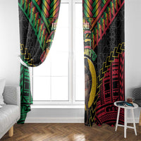 Vanuatu 46th Anniversary Independence Day Window Curtain Melanesian Warrior With Sand Drawing Pattern LT05 - Polynesian Pride