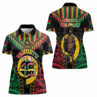 Vanuatu 45th Anniversary Independence Day Women Polo Shirt Melanesian Warrior With Sand Drawing Pattern LT05