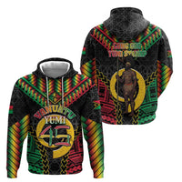 Vanuatu 46th Anniversary Independence Day Zip Hoodie Melanesian Warrior With Sand Drawing Pattern LT05 - Polynesian Pride