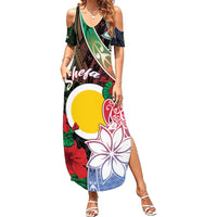 Personalised Vanuatu Shefa Day Summer Maxi Dress Floral Pattern LT05 Women Black - Polynesian Pride
