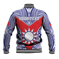 Personalised Taiwan Baseball Jacket Austronesian Tribal Tattoo Red - Polynesian Pride