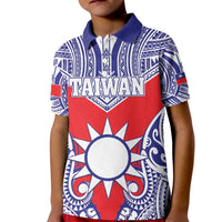 Personalised Taiwan Kid Polo Shirt Austronesian Tribal Tattoo Red - Polynesian Pride