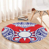 Taiwan Round Carpet Austronesian Tribal Tattoo Red - Polynesian Pride