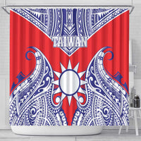 Taiwan Shower Curtain Austronesian Tribal Tattoo Red - Polynesian Pride