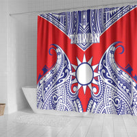 Taiwan Shower Curtain Austronesian Tribal Tattoo Red - Polynesian Pride