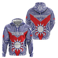 Personalised Taiwan Zip Hoodie Austronesian Tribal Tattoo Red - Polynesian Pride