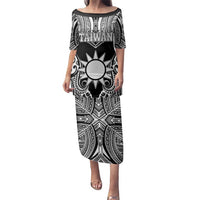 Personalised Taiwan Family Matching Puletasi and Hawaiian Shirt Austronesian Tribal Tattoo Black - Polynesian Pride