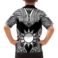 Personalised Taiwan Family Matching Short Sleeve Bodycon Dress and Hawaiian Shirt Austronesian Tribal Tattoo Black - Polynesian Pride