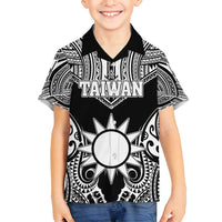 Personalised Taiwan Family Matching Summer Maxi Dress and Hawaiian Shirt Austronesian Tribal Tattoo Black - Polynesian Pride