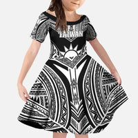 Personalised Taiwan Family Matching Tank Maxi Dress and Hawaiian Shirt Austronesian Tribal Tattoo Black - Polynesian Pride