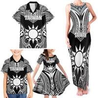 Personalised Taiwan Family Matching Tank Maxi Dress and Hawaiian Shirt Austronesian Tribal Tattoo Black - Polynesian Pride