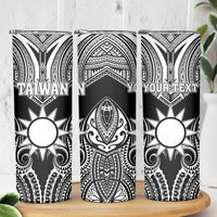 Personalised Taiwan Skinny Tumbler Austronesian Tribal Tattoo Black - Polynesian Pride