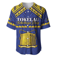 Personalised Tokelau Happy Tokehega Day Baseball Jersey Polynesian Tribal Tattoo LT05 Blue - Polynesian Pride
