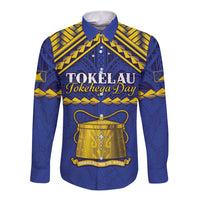 Personalised Tokelau Happy Tokehega Day Long Sleeve Button Shirt Polynesian Tribal Tattoo